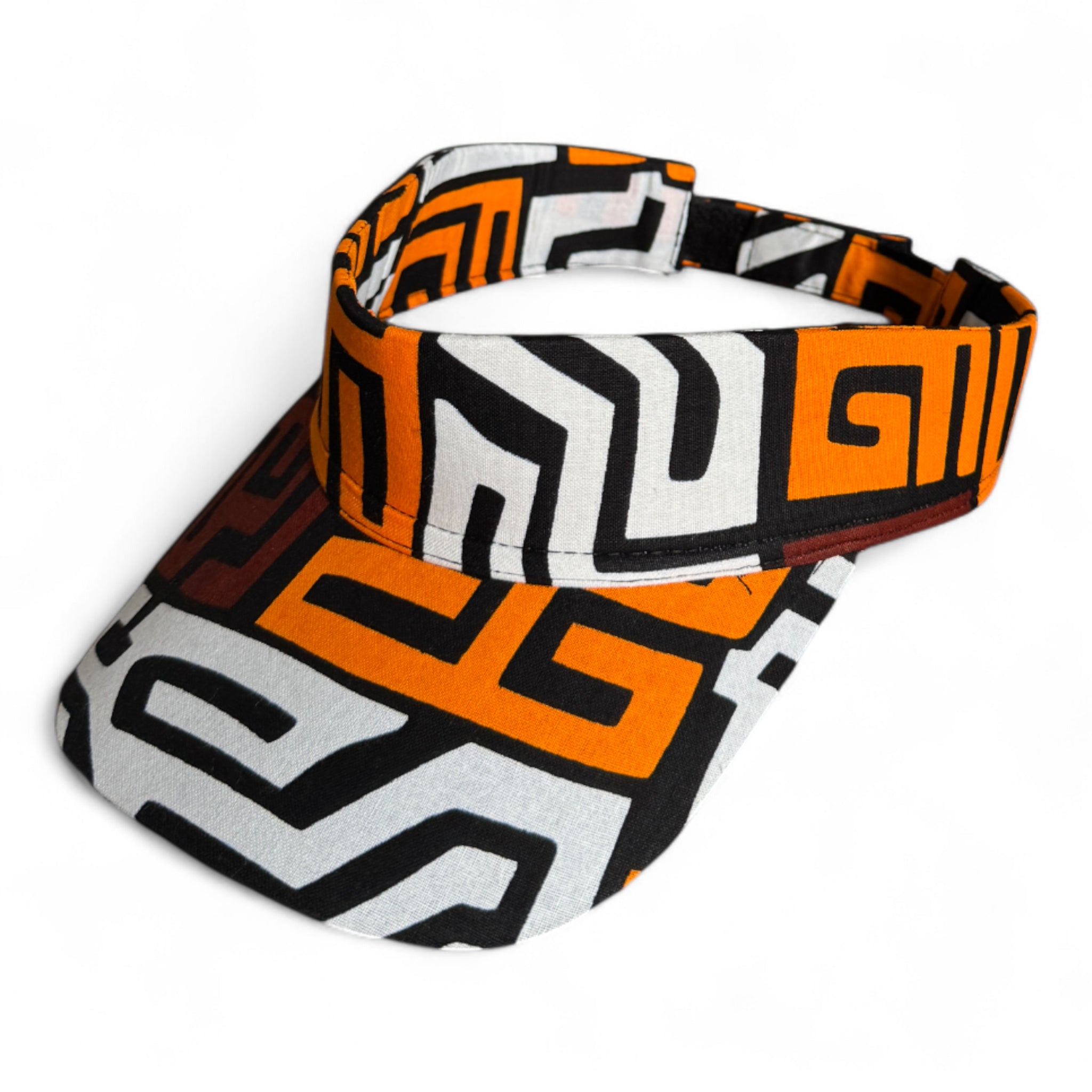 Gorras de visera con estampado africano - Marrón y amarillo-naranja Kuba Blocks Congo