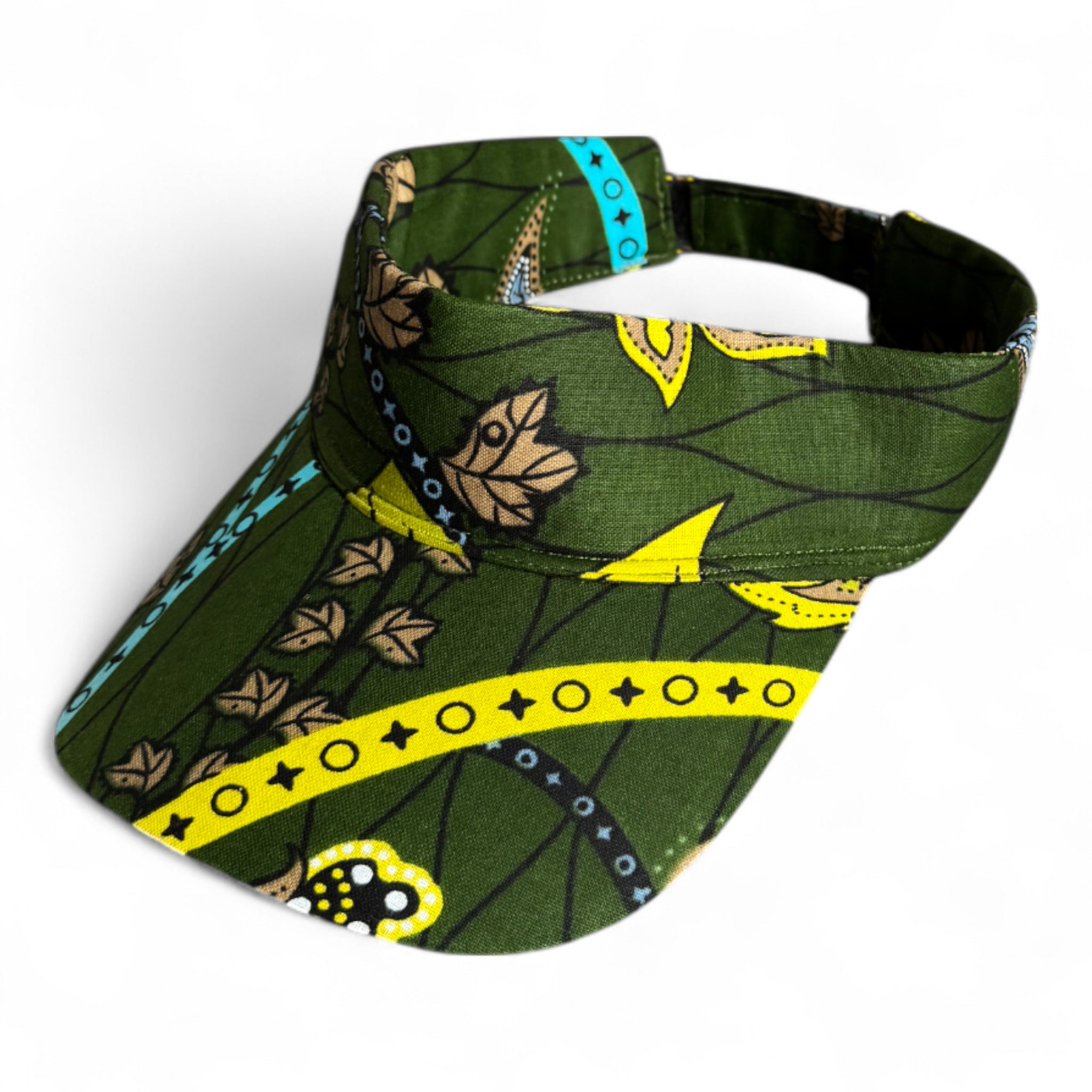 Gorras de visera con estampado africano - Verde oscuro Botanical Flow
