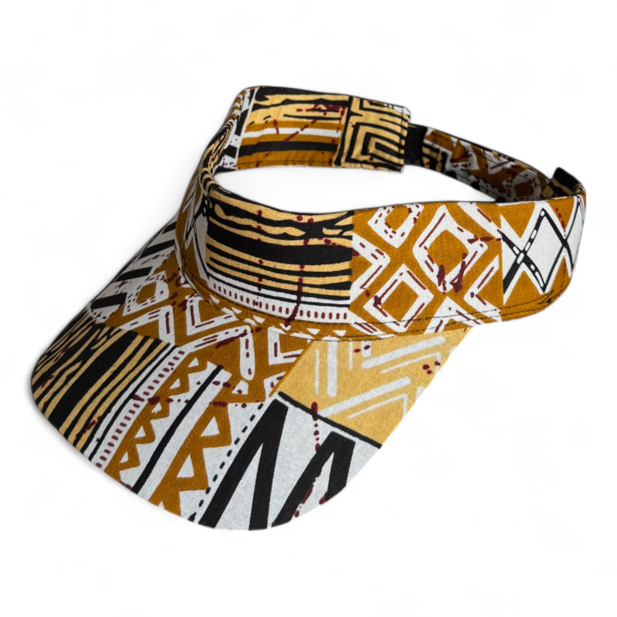 Gorras de visera con estampado africano - En color arena Bogolan Mosaic