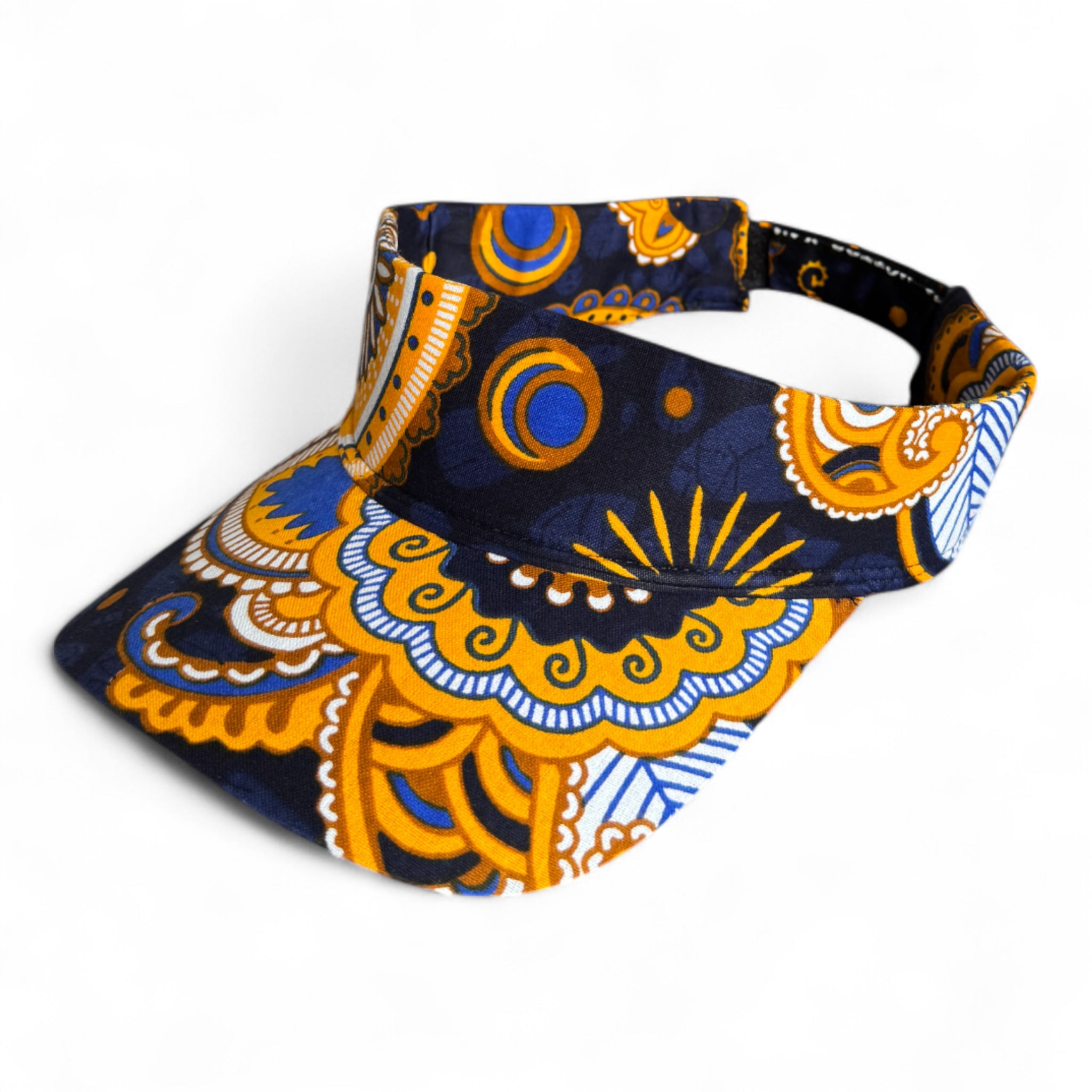 Gorras de visera con estampado africano - Azul marino Amarillo Paisley