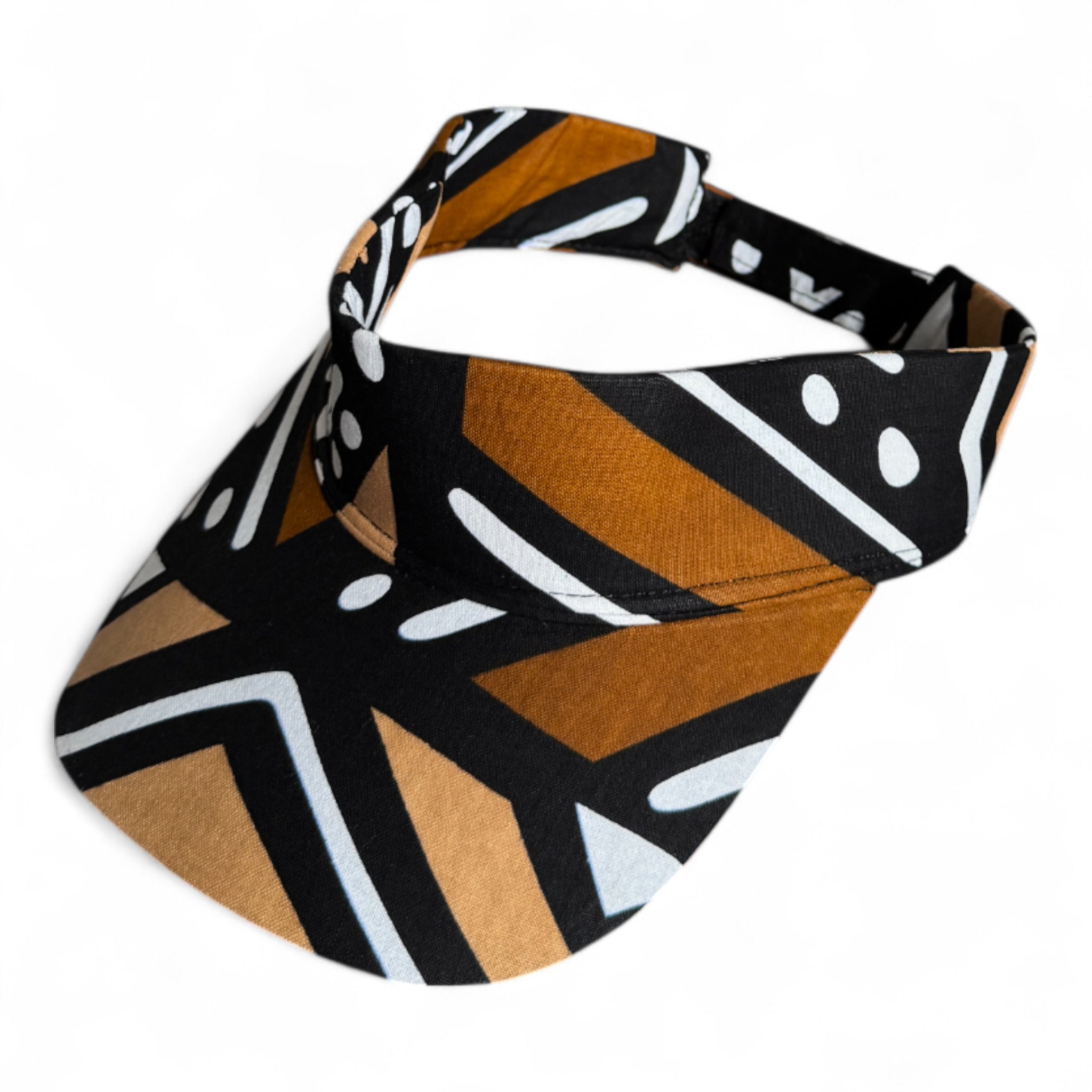 Gorras de visera con estampado africano - Bogolan marrón y beige