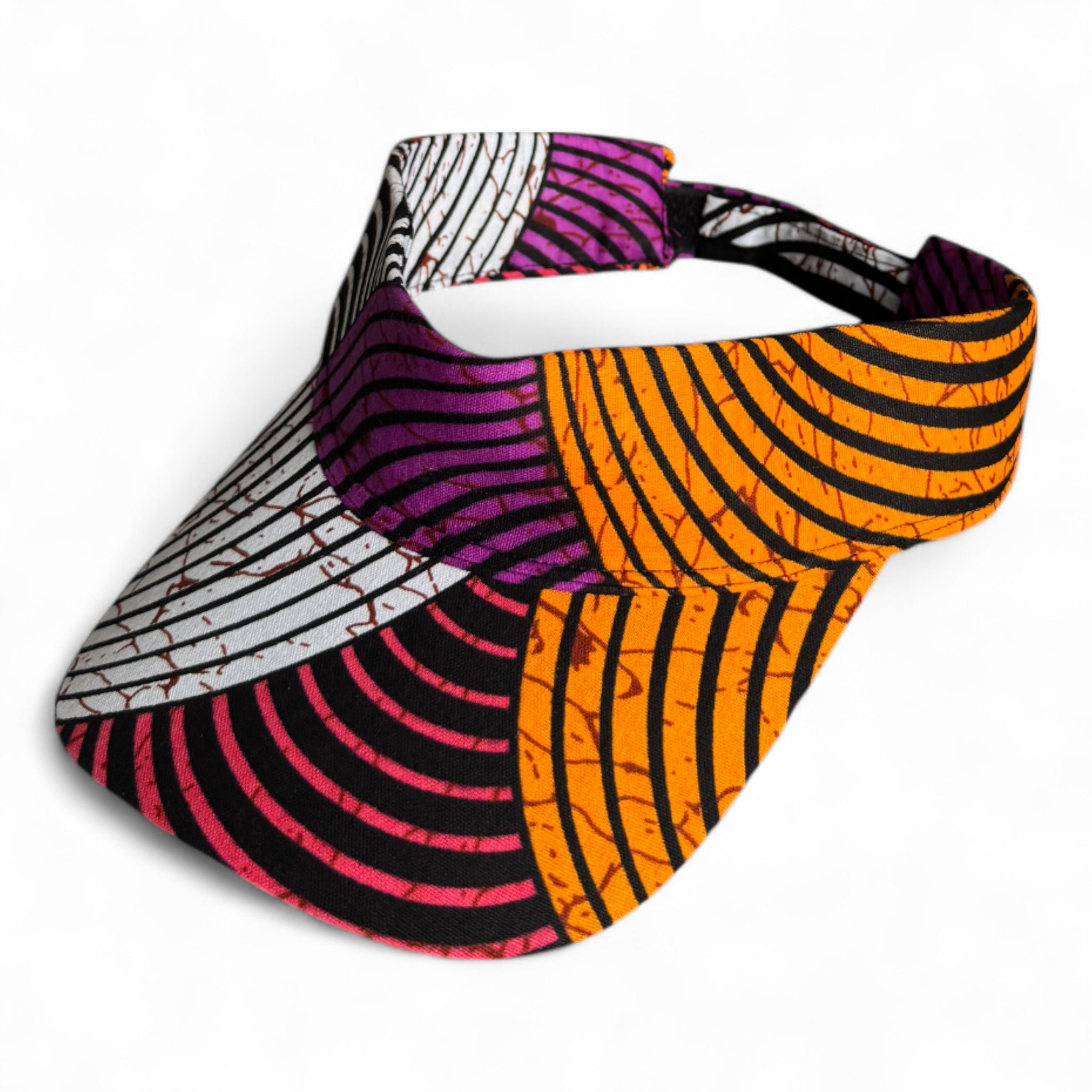 Gorras de visera con estampado africano - Círculo concéntrico naranja y morado