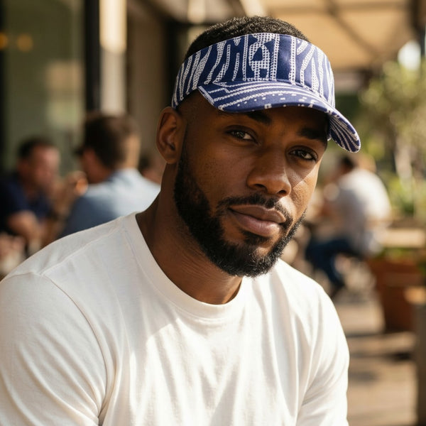 Gorras de visera con estampado africano - Blue Ndop Camerún