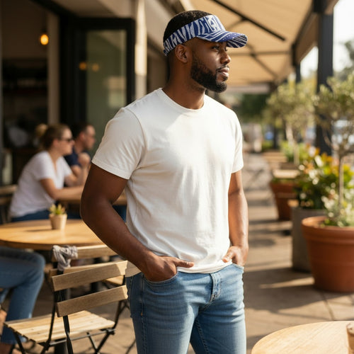 Gorras de visera con estampado africano - Blue Ndop Camerún