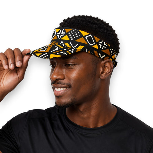 Gorras de visera con estampado africano - Marrón Bogolan Geometry
