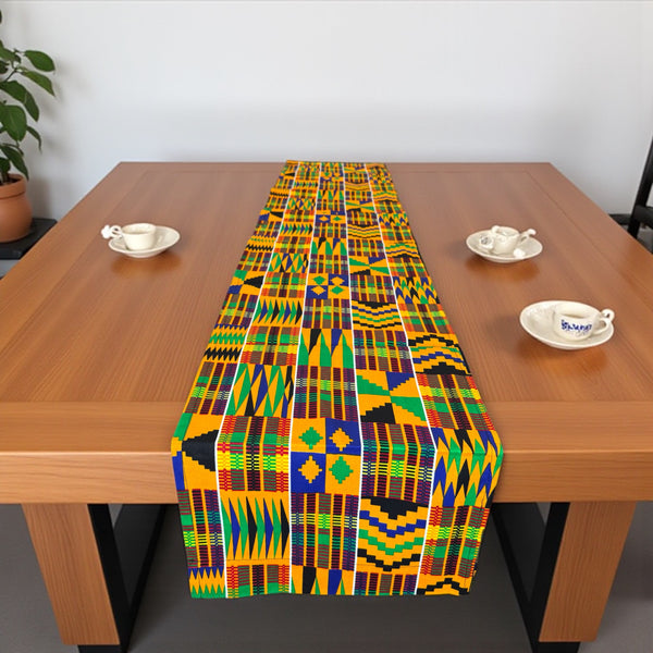 Camino de mesa africano / mantel - Amarillo Kente