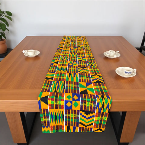 Camino de mesa africano / mantel - Amarillo Kente