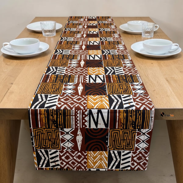 Camino de mesa africano / mantel - Marrón
