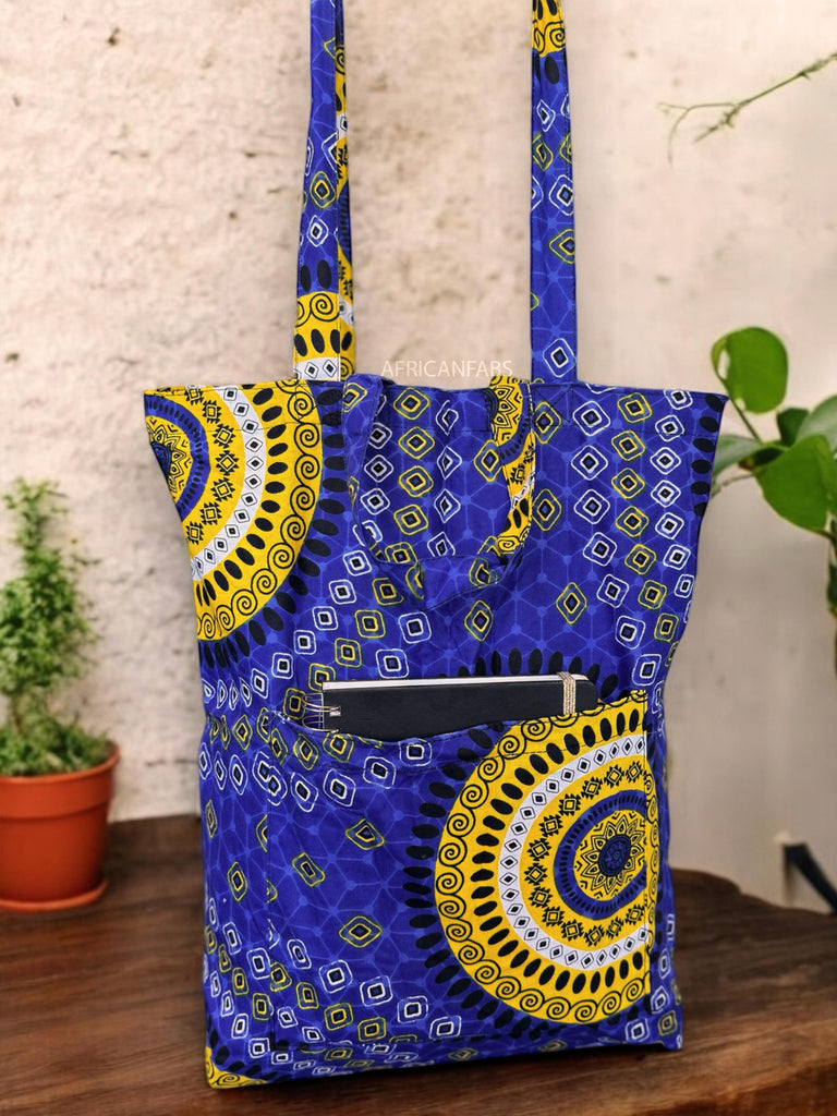 Bolso shopper con estampado africano Azul Dotted Patterns