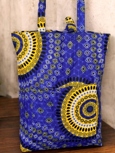 Bolso shopper con estampado africano - Azul Dotted Patterns - Shopping Bag Reutilizable de Algodón