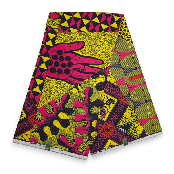 Tela estampada VLISCO Hollandais Wax - Lima rosa High-Life VL04111.023