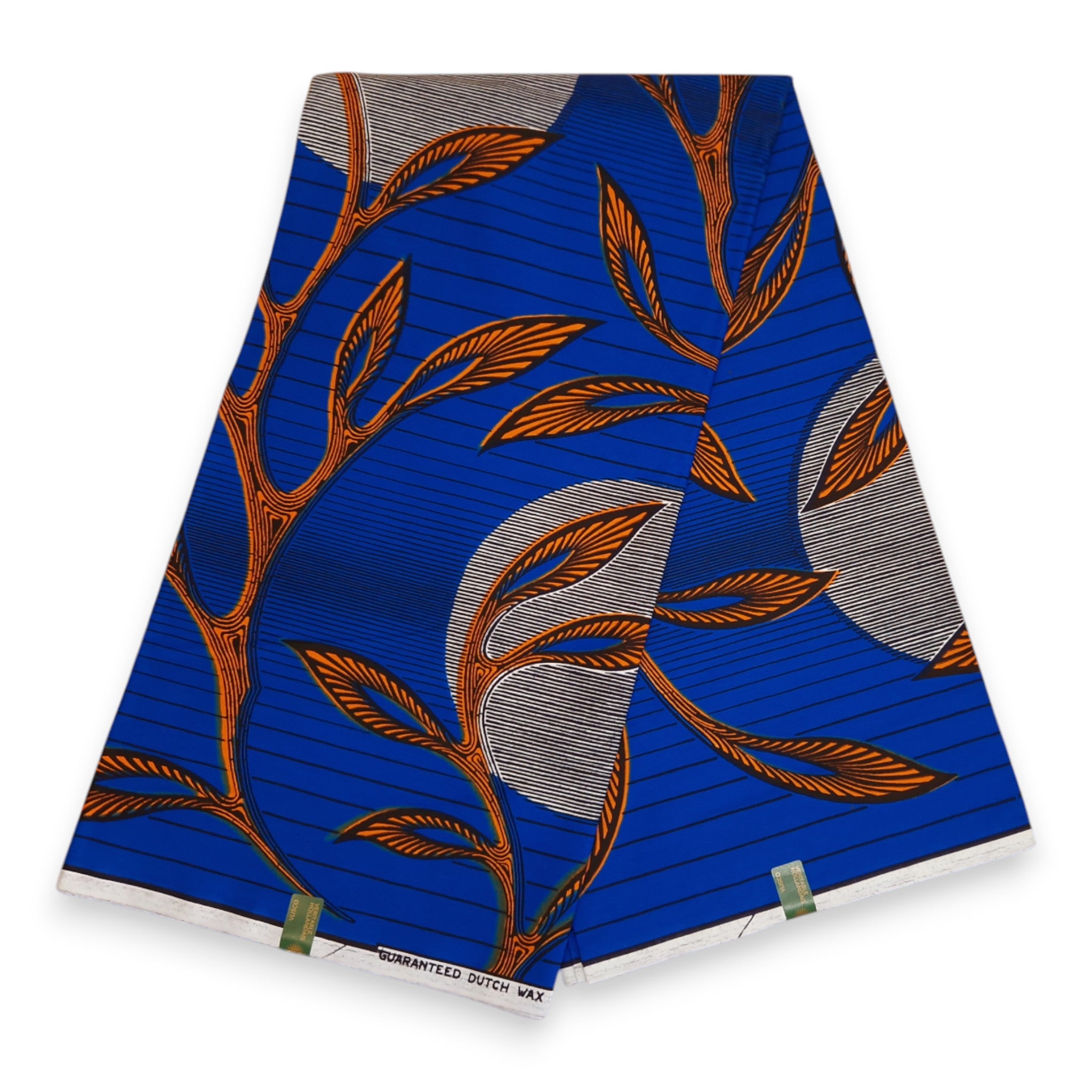 Tela estampada VLISCO Hollandais Wax - Azul / Naranja VL03639