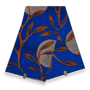 Tela estampada VLISCO Hollandais Wax - Azul / Naranja VL03639