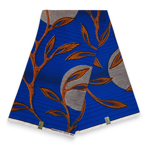 Tela estampada VLISCO Hollandais Wax - Azul / Naranja VL03639