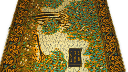 Tela estampada VLISCO Hollandais Wax - Turquesa Amarillo Fallen tree VL00562 Limited Edition