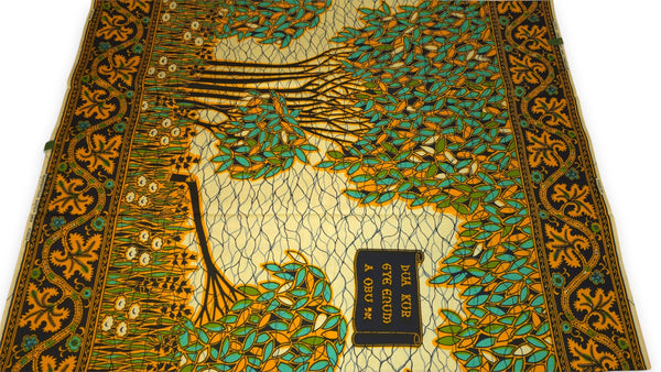 Tela estampada VLISCO Hollandais Wax - Turquesa Amarillo Fallen tree VL00562 Limited Edition