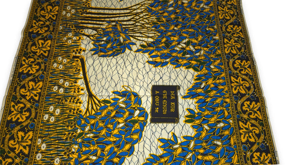 Tela estampada VLISCO Hollandais Wax - Azul Amarillo Fallen tree VL00562 Limited Edition