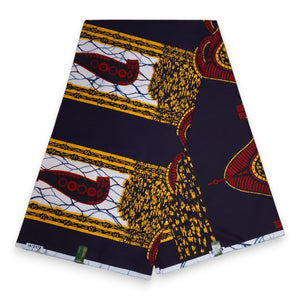 Tela estampada VLISCO Hollandais Wax - azul oscuro Chiefs' sword VL00578-114