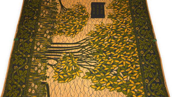 Tela estampada VLISCO Hollandais Wax - Verde Amarillo Fallen tree VL00562 Limited Edition