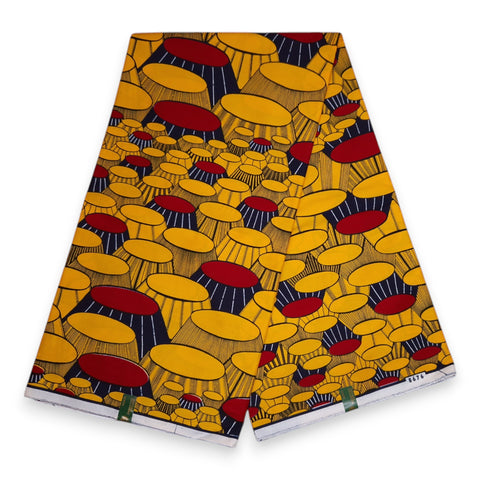 Tela estampada VLISCO Hollandais Wax - Amarillo Oche Eze / King's Chair VL08676-048