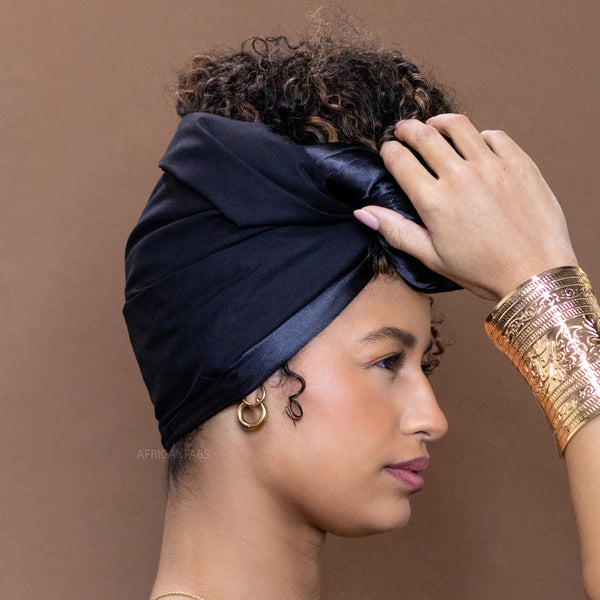 African Black forro de satén / turbante de tela de barro