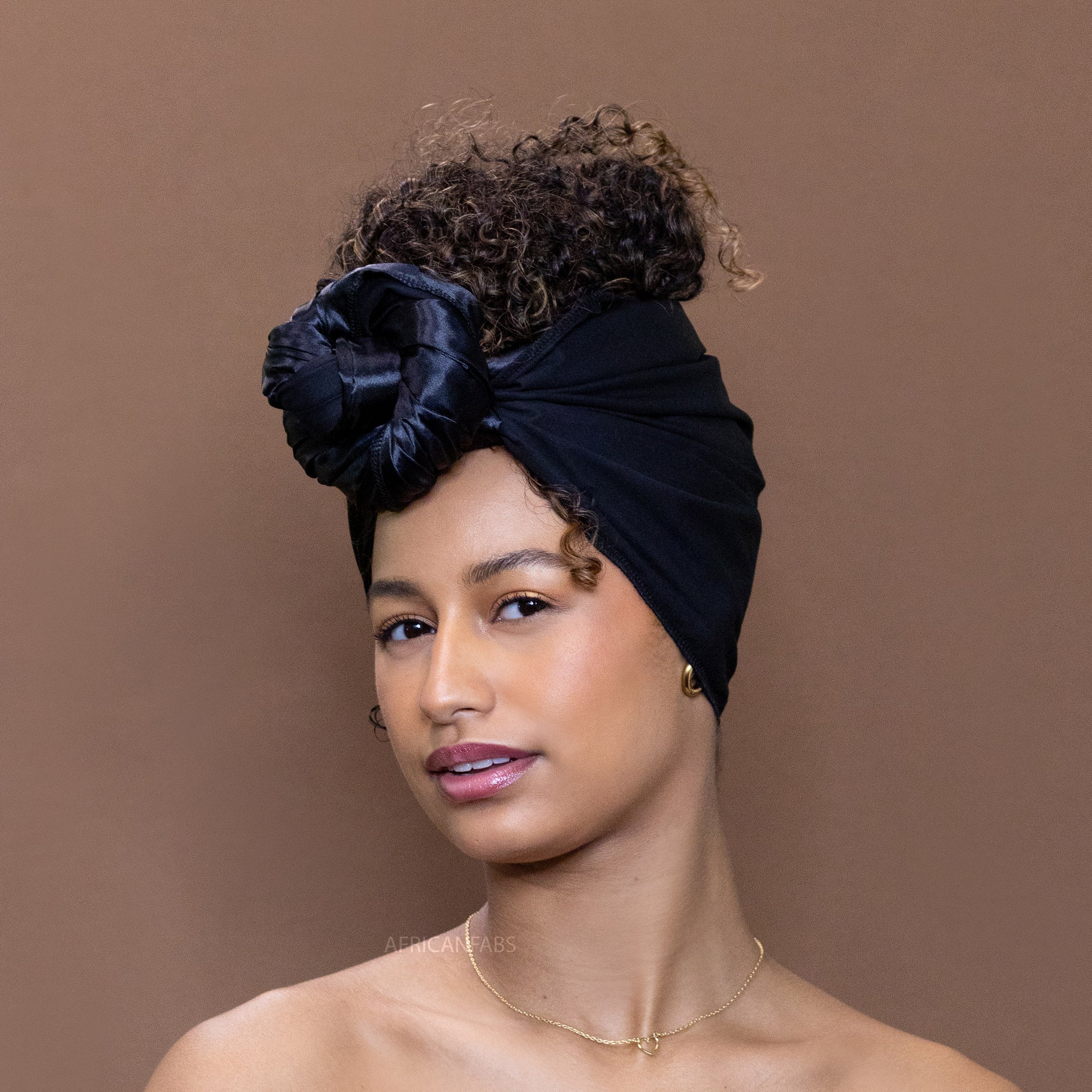 African Black forro de satén / turbante de tela de barro