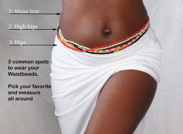 Cuentas de cintura 3 en 1 / Cadena de cadera africana - IYORE- Negro (elástico)