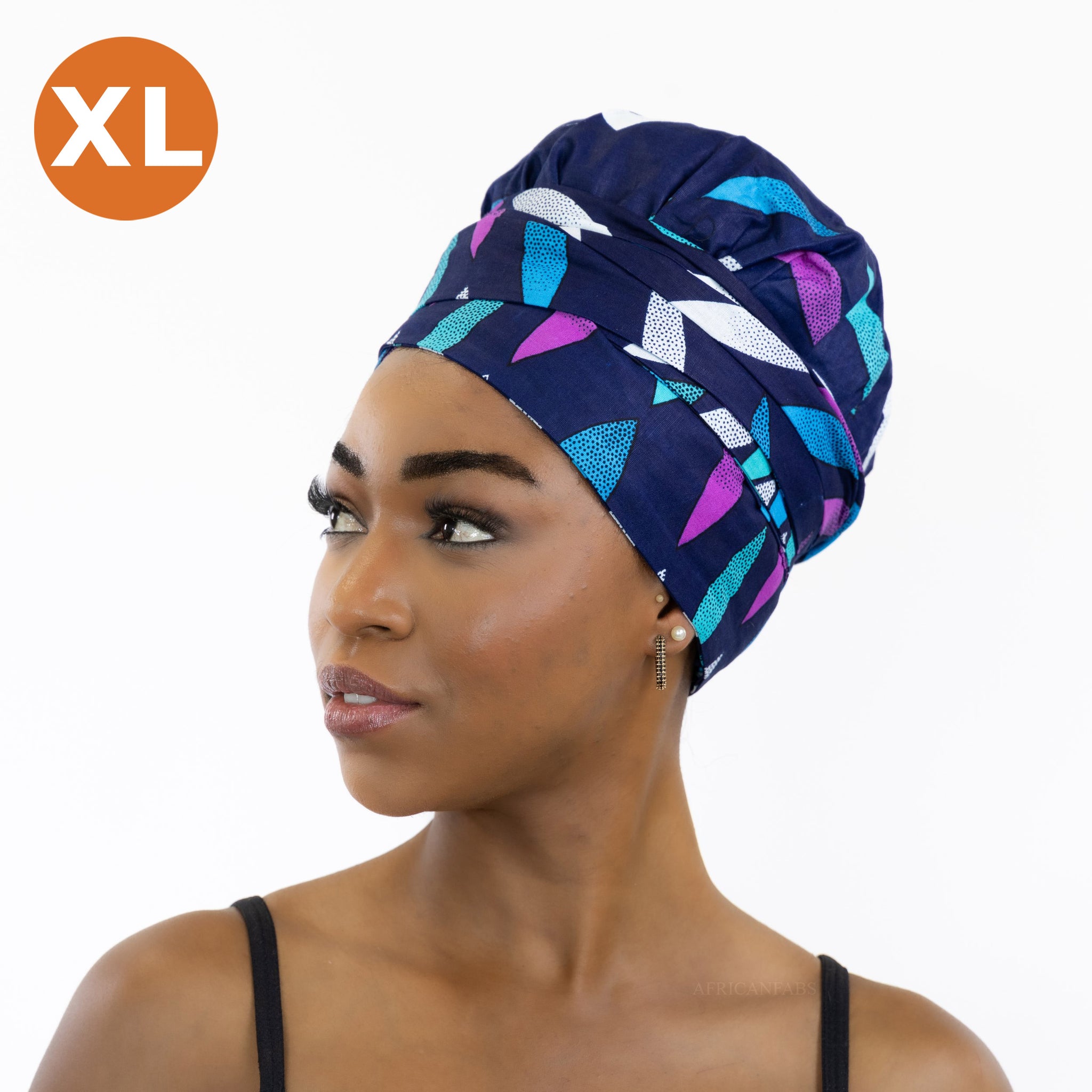 Cinta para la cabeza XL Easy - Gorro para el pelo con forro de satén - Rayo de sol azul / rosa