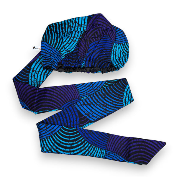 Gorro XL Easy - Gorro con forro de satén - Azul Turquesa Concentric Circle Design