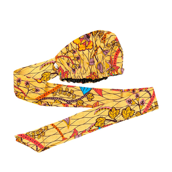 Gorro XL Easy - Gorro con forro de satén - Beige Naranja Botanical Flow