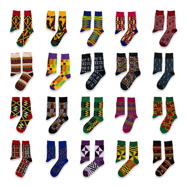 Calcetines africanos / Calcetines afro / Calcetines kente - Azul Amarillo Circles
