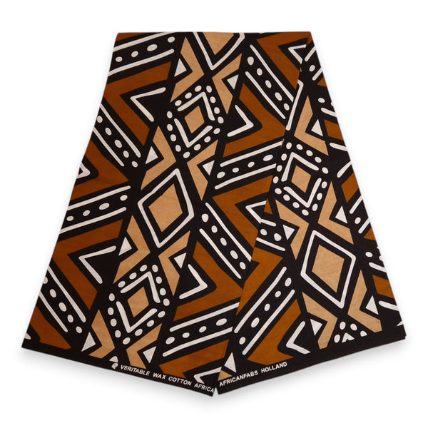 Gorras de visera con estampado africano - Bogolan marrón y beige