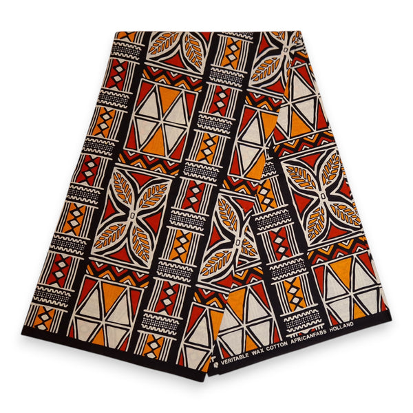Gorras de visera con estampado africano - Rojo y naranja Bogolan Symbols