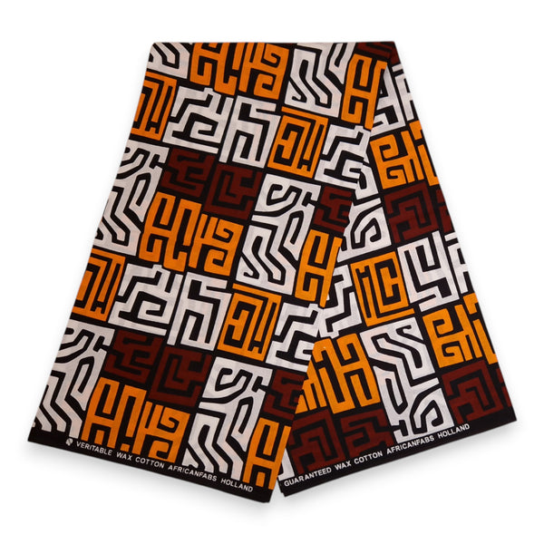 Gorras de visera con estampado africano - Marrón y amarillo-naranja Kuba Blocks Congo