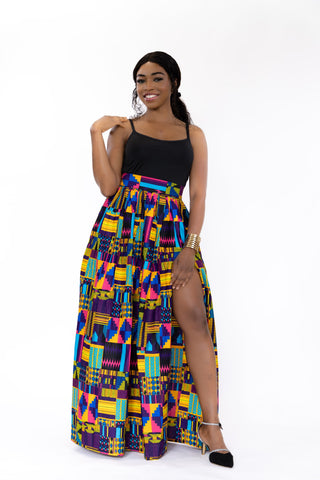 Falda maxi estampado africano - Multicolor kente