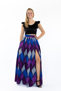 Falda larga estampado africano - Purple Swirl