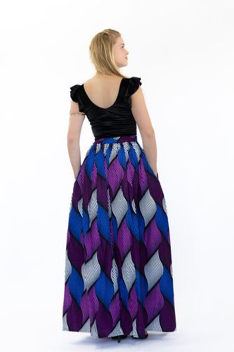 Falda larga estampado africano - Purple Swirl