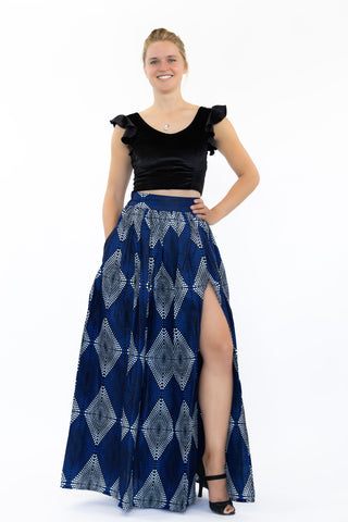 Falda maxi estampado africano - Azul Tie Dye