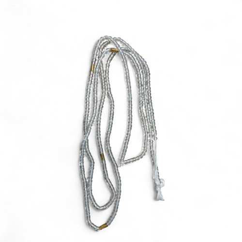 (Importante: por favor lea) Perlas de cintura / Cadena de cadera africana - Blanco (Cordón tradicional no elástico) 