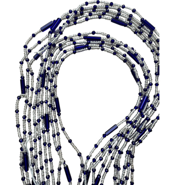 (Importante: por favor lea) Perlas de cintura / Cadena de cadera africana - Azul (Cordón tradicional no elástico) 