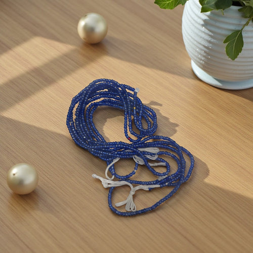 (Importante: por favor lea) Perlas de cintura / Cadena de cadera africana - Azul X (Cordón tradicional no elástico) 
