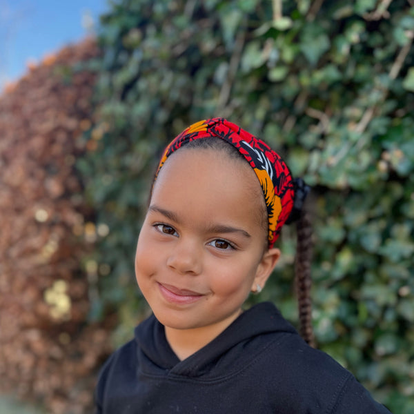 Diadema Estampado Africano - Niños - Accesorios Pelo - Flor roja