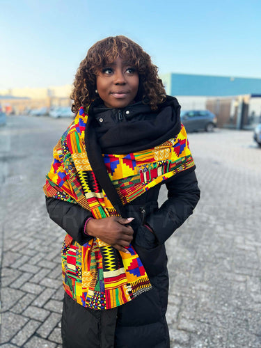 Bufanda de Invierno Estampado Africano para Adultos Unisex - Amarillo / Verde Kente