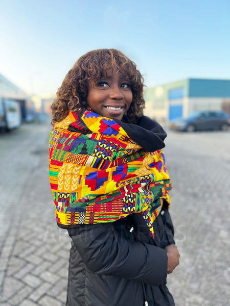 Bufanda de Invierno Estampado Africano para Adultos Unisex - Amarillo / Verde Kente