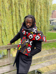 Bufanda de invierno estampado africano para Adultos Unisex - Negro / rojo