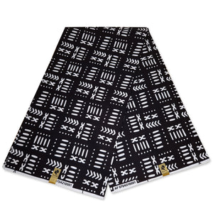 African Black / White BOGOLAN / MUD CLOTH tela estampada / tela (malí tradicional)