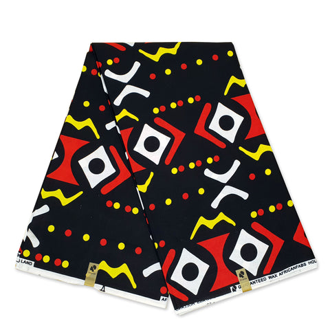 African Black / Red / Yellow BOGOLAN / MUD CLOTH tela estampada / tela