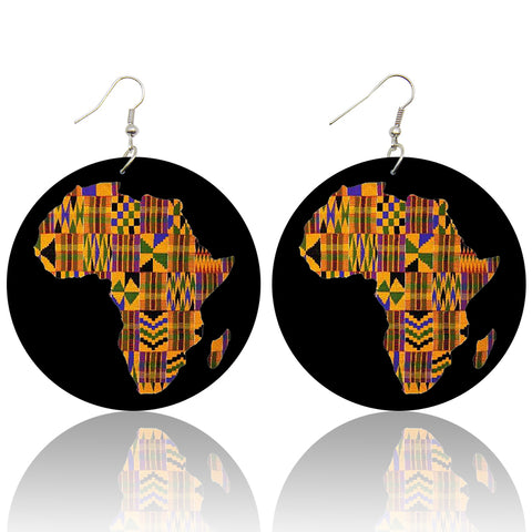 continente africano en kente | Pendientes de inspiración africana