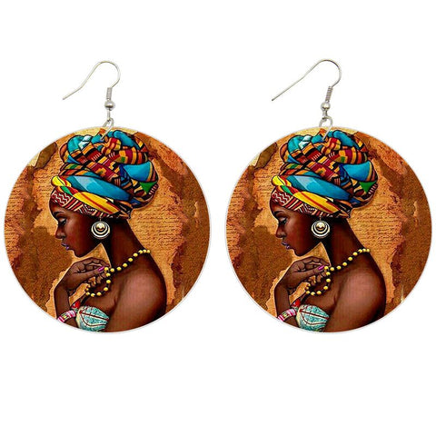 Pendientes de madera inspirados en África | Mujer africana ( 2 tallas )