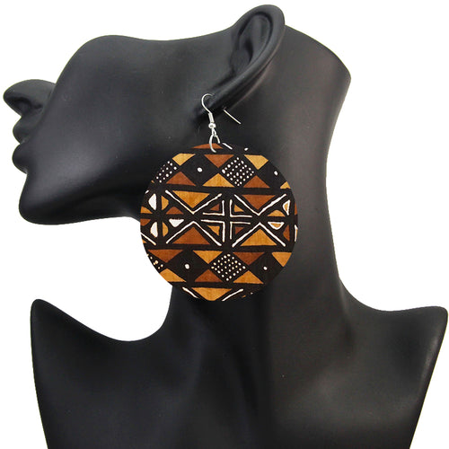 Paño de barro marrón naranja | Pendientes de inspiración africana